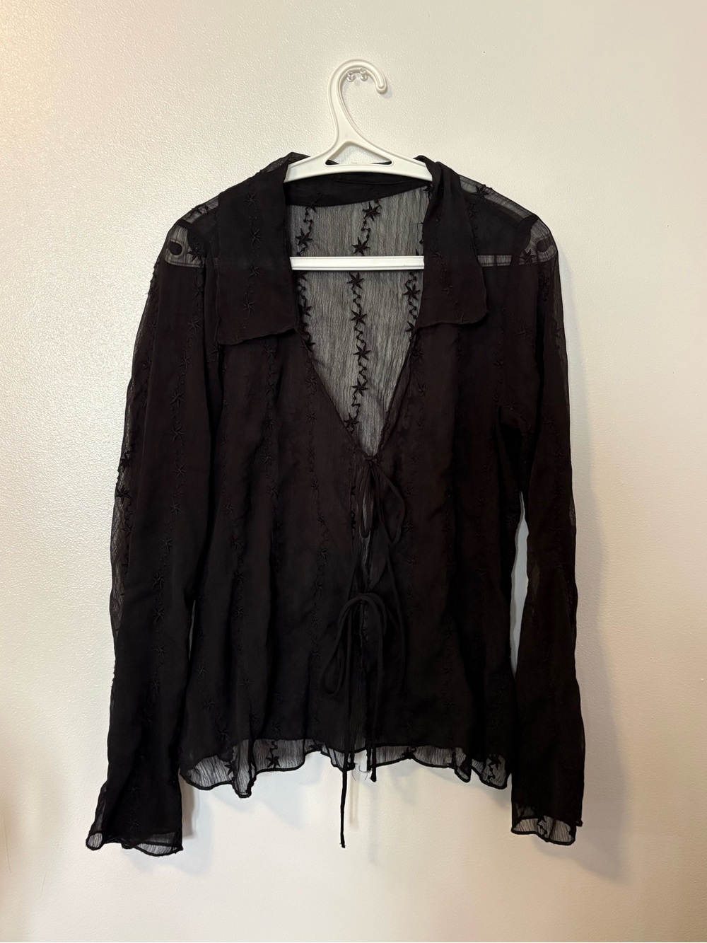 Sheer Tie-Front Black Urban Outfitters Blouse